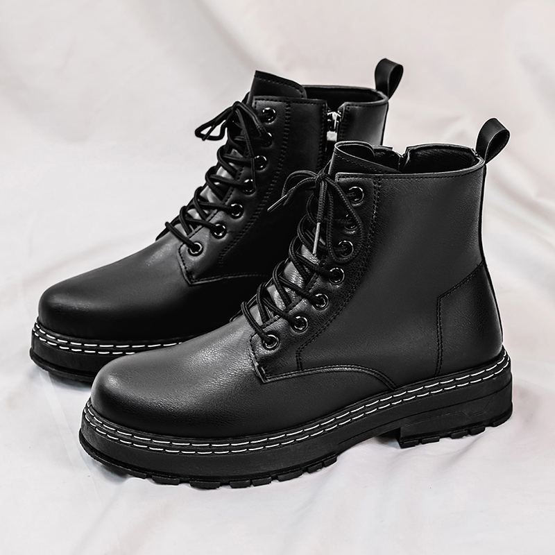 Mens Fashion Modern - Erkek 4 Mevsim Siyah Rugan Deri