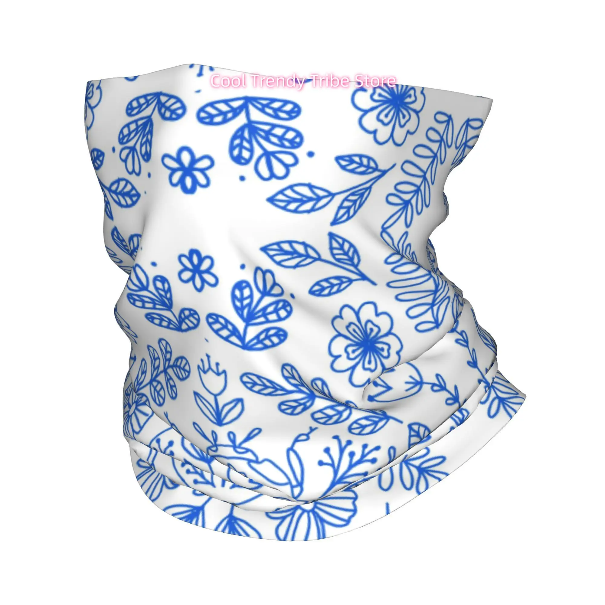 Men'S Fashion Head Scarf - Mavi Çizgili Retro Bokböceği Çiçek Desenli
