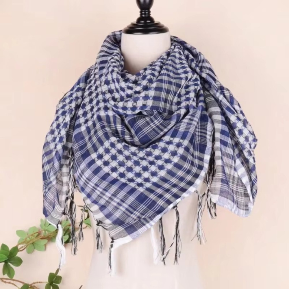Men'S Fashion Head Scarf - Püsküllü Büyük Arap Şal Başörtüsü, Erkekler