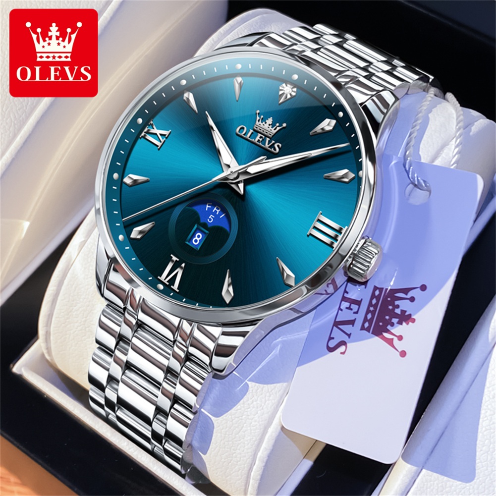 Men'S Fashion Luxury Brands - OLEVS Ay Fazı erkek saatleri takvim