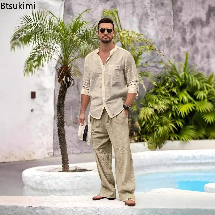 Mens Fashion Modern - Yeni Erkek Rahat Pamuklu Keten 2
