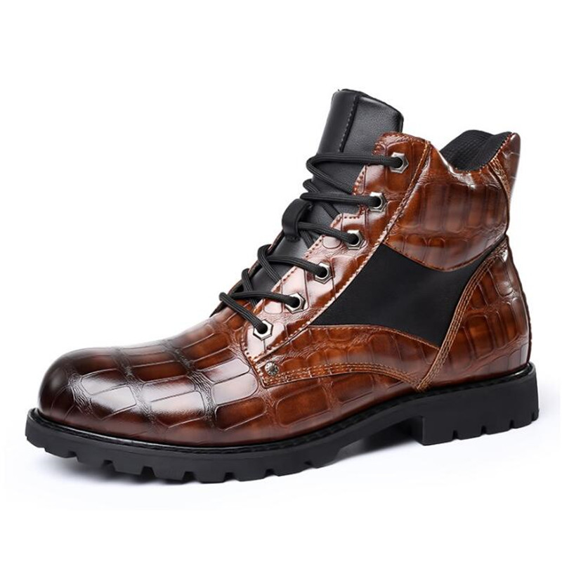 Men'S Fashion Luxury Brands - Lüks Marka Erkek Botları Izgara Desen