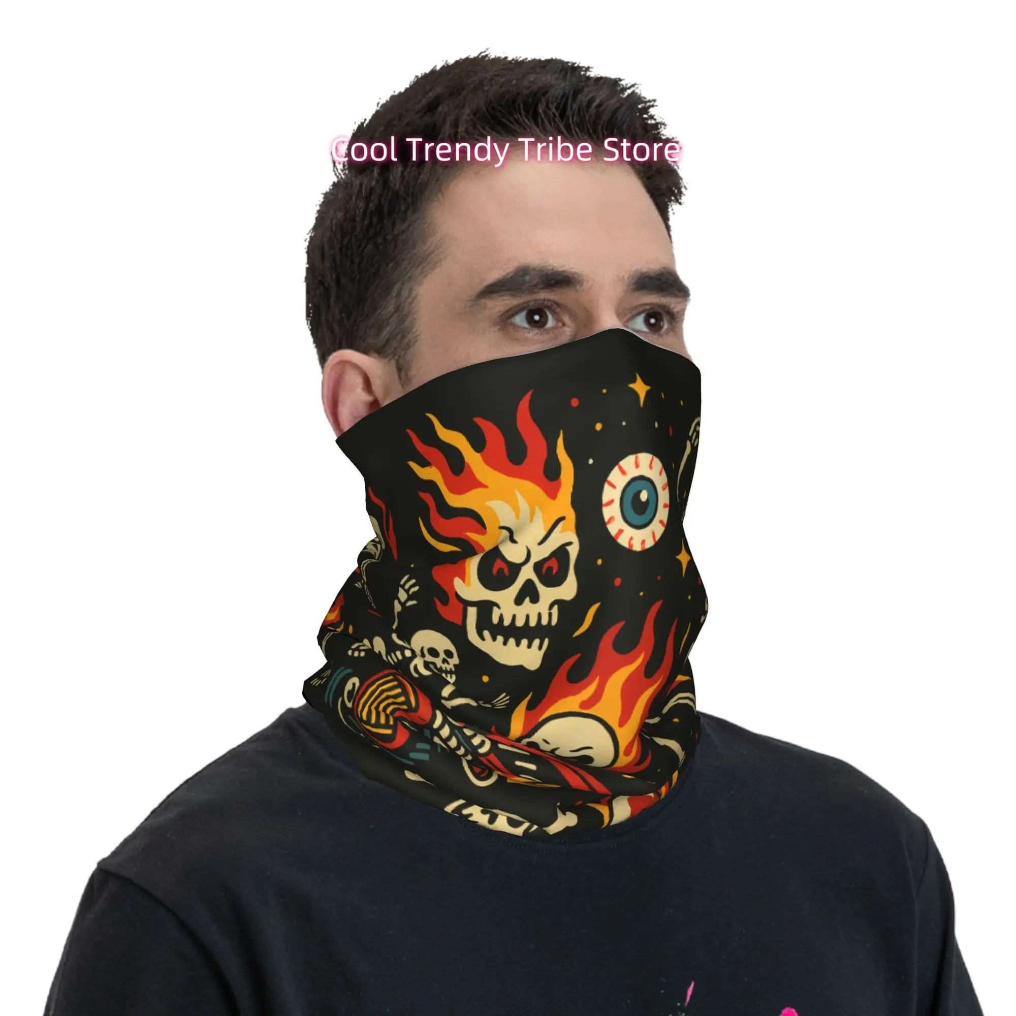 Men'S Fashion Head Scarf - Alevli Kafatasları Hot Rod Vintage Rockabilly