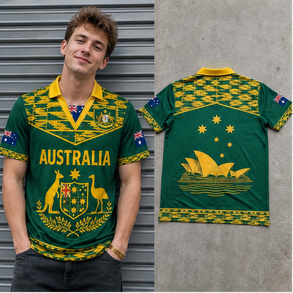 Mens Fashion Australia - Erkek Avustralya Süslü Kanguru Emu Arması