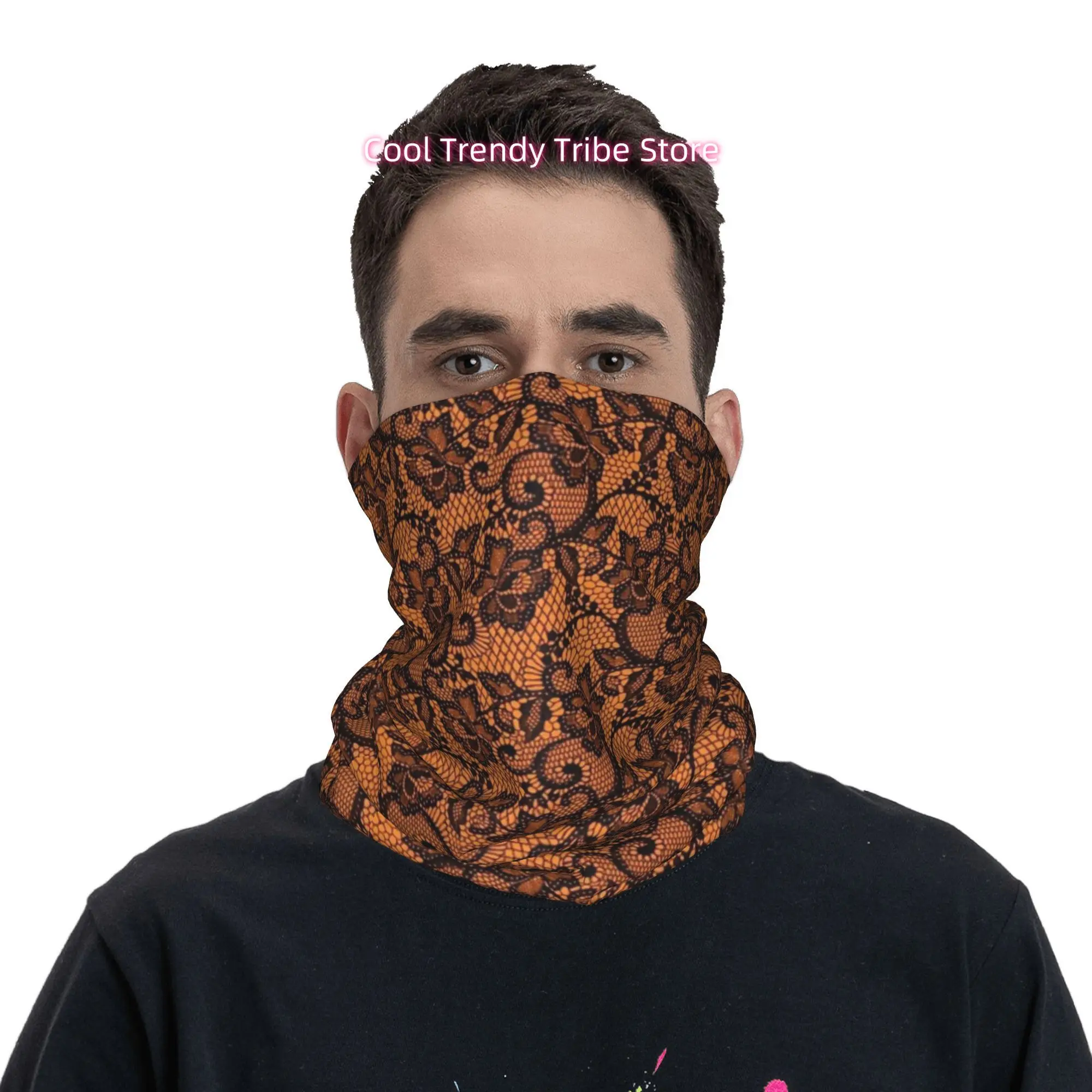 Turuncu Siyah Dantel Çiçekli G - Men'S Fashion Head Scarf incelemesi ve fiyatı
